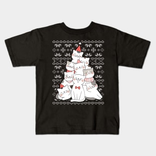 Catmas Tree Ugly Christmas Sweater Funny Xmas Cat Gift Kids T-Shirt